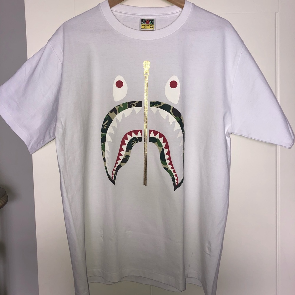 Bape ABC Gold Zip Shark Tee Camo